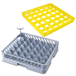 36 Compartment Glass Rack with 3 Extenders