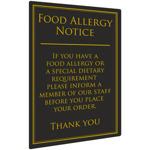 Food Allergy Notice 26 x 17cm (Single)