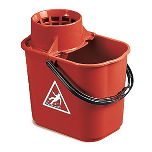 Colour Coded Red Heavy Duty Mop Bucket with Wringer